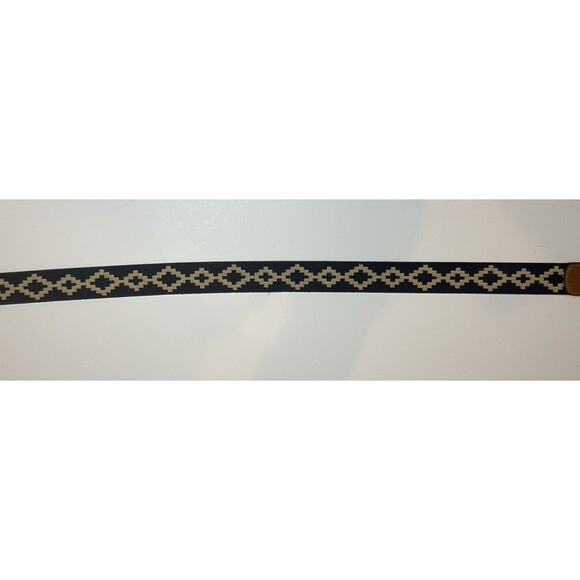 La Matera Unisex Belt Size 34 Navy Blue Corbina Woven Silver Buckle - Picture 15 of 16